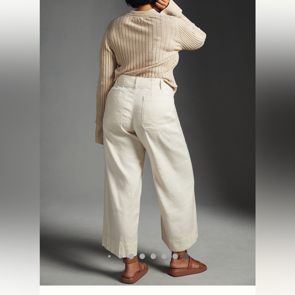 Anthropologie Colette Cropped Wide-Leg Pants Linen Edition by Maeve - Picture 3 of 9